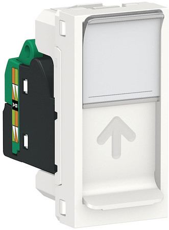 Schneider Electric NU341018 UNICA MODULAR розетка компьютерная, RJ45, одиночная, кат. 5е UTP, 1 модуль,белый