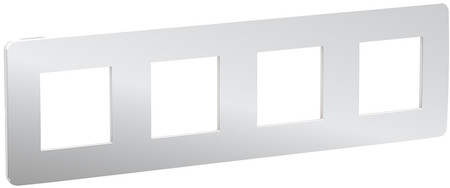 Schneider Electric NU280855 UNICA STUDIO рамка 4-постовая, ХРОМ/белый