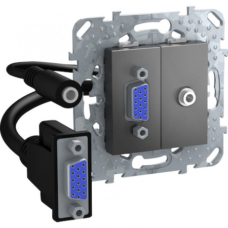 Schneider Electric MGU5.932.12ZD UNICA TOP РОЗЕТКА HD15+Minijack, ГРАФИТ