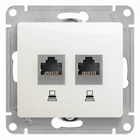Schneider Electric GSL000685KK GLOSSA РОЗЕТКА двойная компьютерная RJ45+RJ45, кат.5E, механизм,ПЕРЛАМУТР