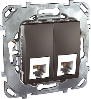 Schneider Electric MGU5.9191.12ZD телефонная розетка 2ХRJ12 (6 конт) графит