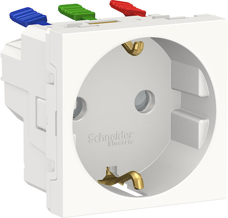 Schneider Electric NU305718 UNICA MODULAR розетка с зазем., со штор., с быстроз. клем., 16А 250В, 2мод белый