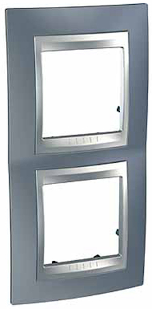 Schneider Electric MGU66.004V.097 UNICA TOP РАМКА 2-постовая, вертикальная, АЛЮМИНИЙ/ГРЭЙ