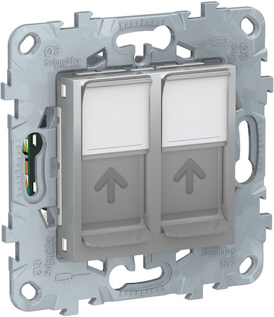 Schneider Electric NU542030 UNICA NEW розетка компьютерная, RJ45, двойная, кат. 5е UTP, алюминий