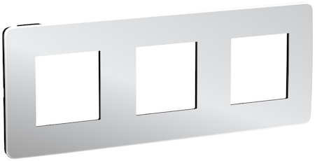 Schneider Electric NU280656 UNICA STUDIO рамка 3-постовая, ХРОМ/антрацит