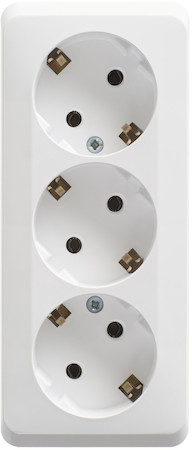 Schneider Electric PA16-011B ЭТЮД O/У тройная РОЗЕТКА с заземлением без шторок 16А 250B, БЕЛЫЙ, Россия