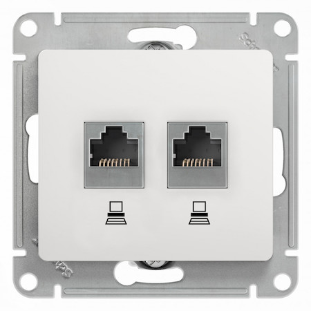 Schneider Electric GSL000185KK GLOSSA РОЗЕТКА двойная компьютерная RJ45+RJ45, кат.5E, механизм, БЕЛЫЙ