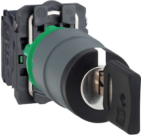 Schneider Electric XB5AG03C0 ПЕРЕКЛЮЧАТЕЛЬ 22ММ 3 ПОЗИЦИИ С КЛЮЧЕМ, ЗАПОДЛИЦО, 2НО, ПЛАСТИК C0