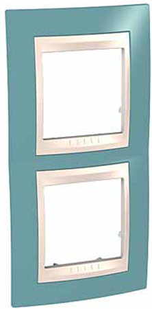 Schneider Electric MGU6.004V.573 UNICA ХАМЕЛЕОН РАМКА 2-постовая, вертикальная, БЕЖЕВЫЙ/ СИНИЙ