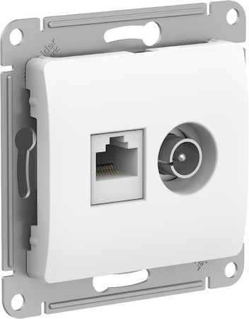 Schneider Electric GSL000189 GLOSSA РОЗЕТКА двойная ТВ + компьютерная RJ45, кат. 5Е, механизм, БЕЛЫЙ