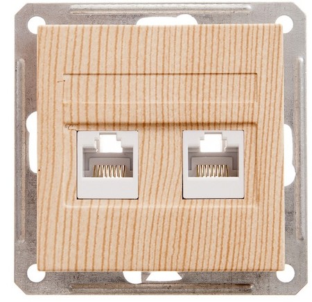 Schneider Electric RSI-251KK5E-7-86 W59 РОЗЕТКА двойная компьютерная RJ45 кат.5E, механизм, СОСНА