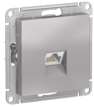 Schneider Electric ATN000386 ATLASDESIGN РОЗЕТКА компьютерная RJ45, кат. 6A, механизм, АЛЮМИНИЙ