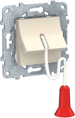 Schneider Electric NU522644 UNICA NEW выключатель со шнуром 1 м, без фиксации, сх. 1, бежевый