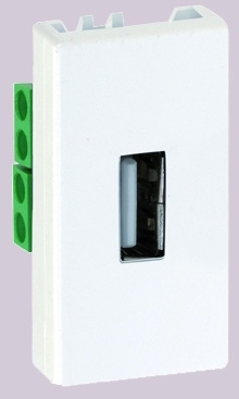 Simon K128B-9 Разъём USB тип "А", 22,5х45мм, винты, белый