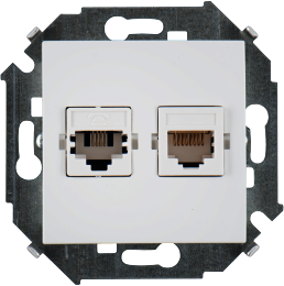 1591590-030 Simon 15 Белый Розетка телефонная + компьютерная RJ11+RJ45 кат.5е