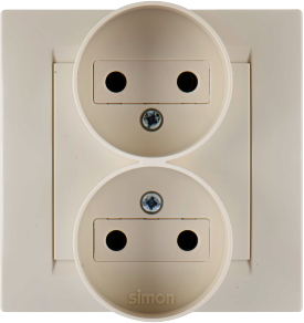 1590457-031 Simon 15 Бежевый Розетка 2-я б/з литая (в сборе с рамкой)