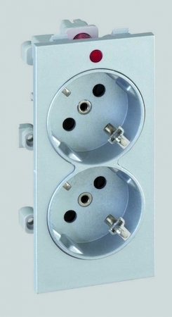 S1-8 Simon Розетка двойная, 2к+з Schuko, 16А, 250В, CIMA-модуль 52x108 мм, алюминий
