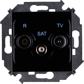 1591466-032 Simon 15 Чёрный Розетка R-TV-SAT одиночная, винт.заж.
