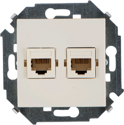 1591593-031 Simon 15 Бежевый Розетка компьютерная 2-я RJ45 кат.5е