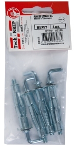 Tech-KREP 112288 Анкер (дюбель) Молли W (с крюком) М5х52 (4 шт) - пакет Tech-Krep