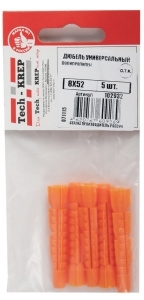 Tech-KREP 102932 Дюбель универсальный 8х52 (полипропилен) (5 шт) - пакет Tech-Krep