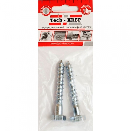 Tech-KREP 113136 Болт DIN 571 сантехнический оцинк 8х140 (2 шт) - пакет Tech-Krep
