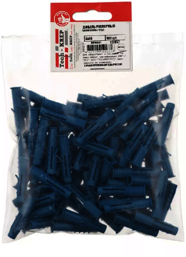 Tech-KREP 117857 Дюбель распорный Чапай 8х40 шипы+усы (полипропилен) (100 шт) - пакет Tech-Krep