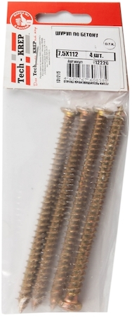 Tech-KREP 112226 Шуруп по бетону 7,5x112 (4 шт) - пакет Tech-Krep