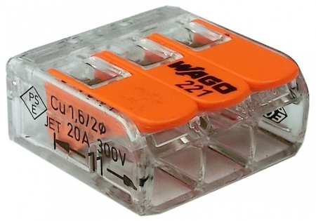 Wago 221-413 3-Leiter Verbindungsklemme