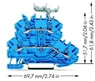 Wago 2000-2234 TOPJOB S 2-L DSK DURCHGANG BLAU