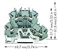 Wago 2002-2218 DSK - 2L. grau. EG-Schirm weiss bedr
