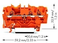 Wago 2001-1302 3-проводная проходная клемма