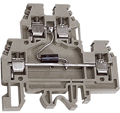ДКС ZDSD024GR DAS.4/D24GR, 2х уровневый проходной зажим серый 4 кв.мм с диодом между уровнями 24 В
