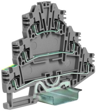 ДКС ZHL500GR HDE.2/GR(Ex) пружинный зажим трех-уровневый c заземлением на нижнем уровне 2,5 кв.мм, серый