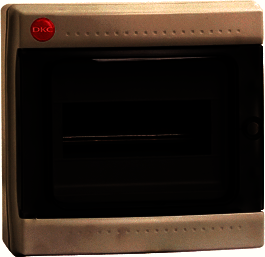 ДКС 85908 Щиток настен.с двер.8мод.,IP65,сер.,с клем. блок. 1х87508 и замком