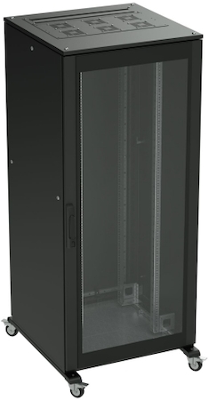 ДКС R5IT4281GSB Напольный шкаф 42U 800х1000 двери стекло/сплошная, укомплектован вводом и заглушками RAL 9005