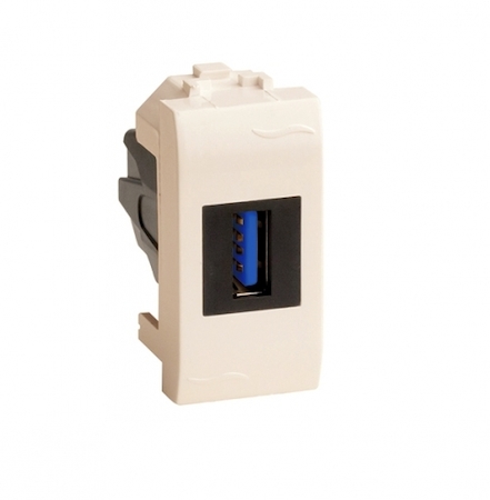 ДКС 75300S USB 3.0 розетка, Brava, сл кость, 1 мод.
