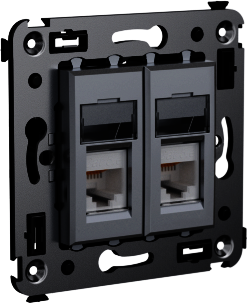 ДКС 4404294 Компьютерная розетка двойная RJ-45 в стену, кат.6 ,"Avanti", "Закаленная сталь", 2 модуля