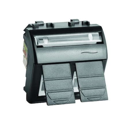 ДКС 77656N Ком.роз. двойная RJ45 кат.5e, Brava, черн., 2мод