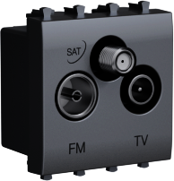 ДКС 4404532 Розетка TV-FM-SAT модульная, "Avanti", "Закаленная сталь", 2 модуля