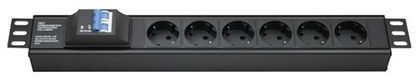 ДКС R519SH6CB БРП 19" 16A с автоматом 2P Вых:6ХSchuko Вх:SchukoX2м