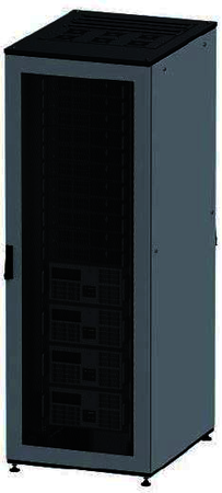 ДКС R5IT4266PF Напольный шкаф 42U 600х600 двери перфорированная/перфорированная, укомплектован вводом и заглушками RAL7011/7035