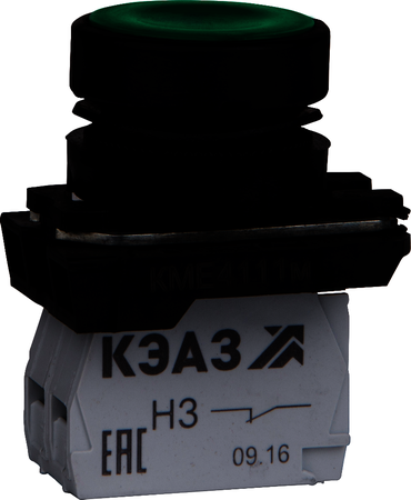 Фото КЭАЗ 248242 Кнопка КМЕ4111м-зелёный-1но+1нз-цилиндр-IP40-