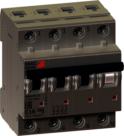 КЭАЗ 114267 Выключатель автоматический модульный OptiDin BM63-4NZ50-УХЛ3