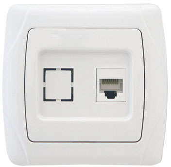 Universal Розетка компьютерная 1-м СП Маргарита RJ45 бел. UNIVersal М0035