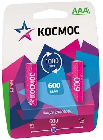 Фото Аккумулятор R03 Ni-MH 600мА.ч (блист.2шт) Космос KOCR03NIMH(600MAH)