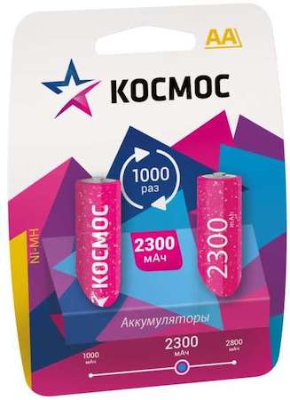 КОСМОС Аккумулятор R6 NI-MH 2300мА.ч max (блист.2шт) Космос KOCR6NIMH(2300MA)max