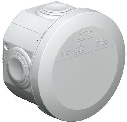 OBO Bettermann Коробка распределительная 4х25 80х51мм IP65 T25 свет. сер. OBO 2007029