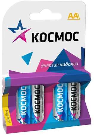 КОСМОС Элемент питания алкалиновый LR LR6 BP-4 (блист.4шт) Космос KOCLR64BL