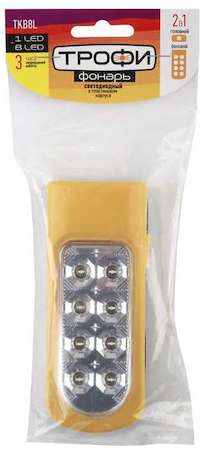 Фонарь TKB8L  2 в1 8LED +1LED пластик 3хAA полиб. Трофи Б0025681